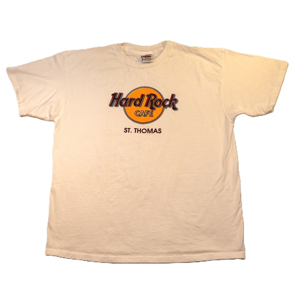 Vintage Hard Rock Cafe St Thomas T Shirt Mens XL White Graphic Graphic Tee 90s